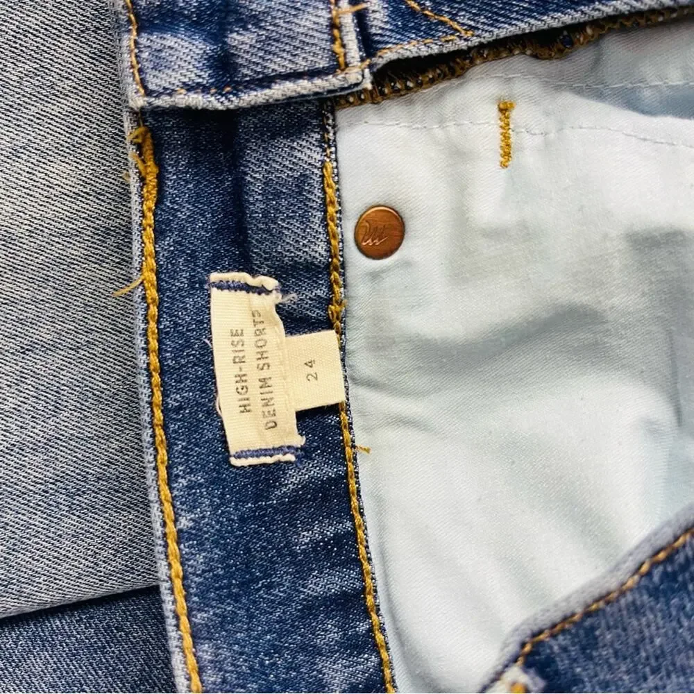 Madewell blue high rise denim stretch jean shorts 24 - Picture 3 of 3